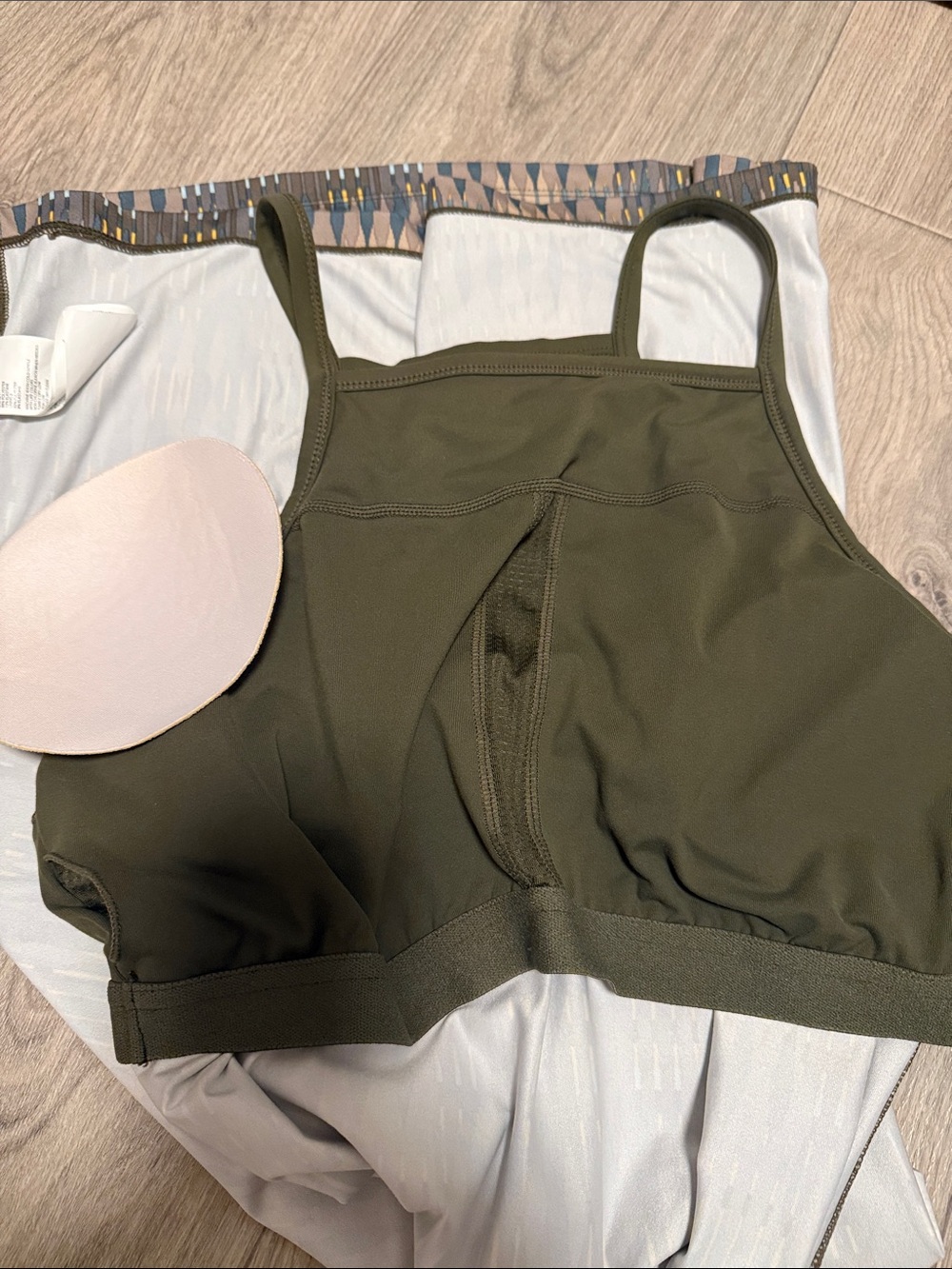 Prana Multicolor Geometric Halter Mini Dress with Olive Trim - Picture 7 of 8